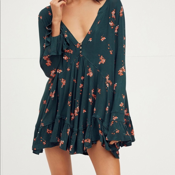 Free People Olivia Tunic Dress, Green, XL - Picture 1 of 3
